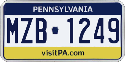 PA license plate MZB1249