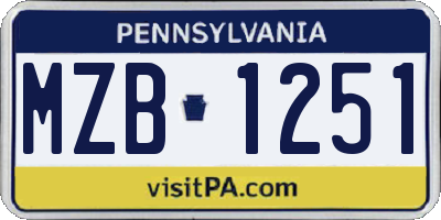 PA license plate MZB1251