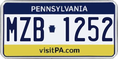 PA license plate MZB1252
