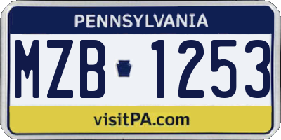 PA license plate MZB1253