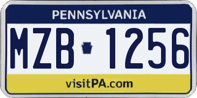 PA license plate MZB1256