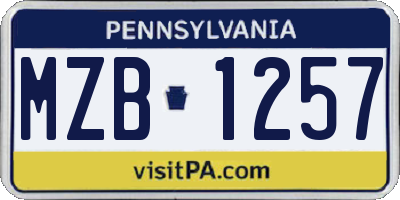 PA license plate MZB1257