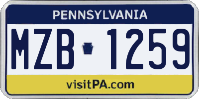 PA license plate MZB1259