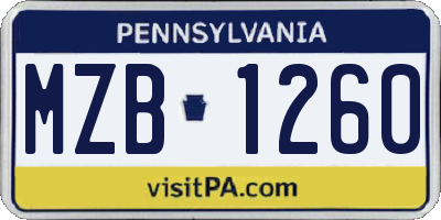 PA license plate MZB1260