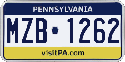 PA license plate MZB1262