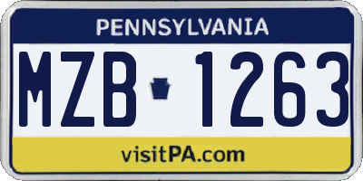 PA license plate MZB1263