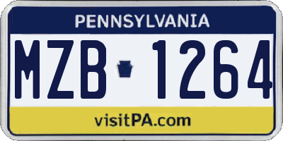 PA license plate MZB1264