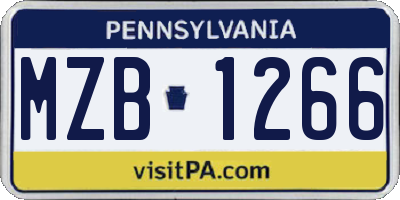 PA license plate MZB1266