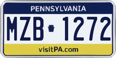 PA license plate MZB1272