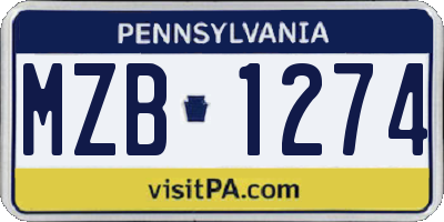 PA license plate MZB1274