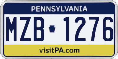 PA license plate MZB1276