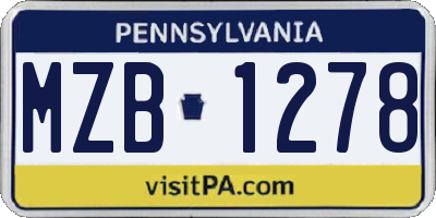 PA license plate MZB1278