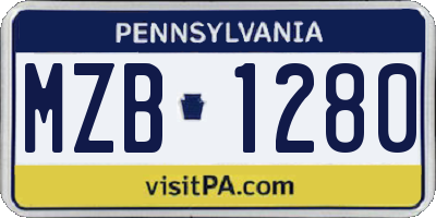 PA license plate MZB1280