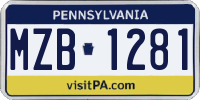 PA license plate MZB1281