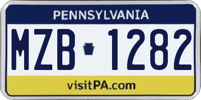 PA license plate MZB1282