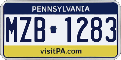 PA license plate MZB1283