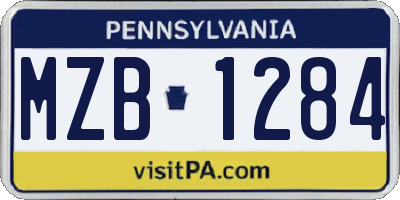 PA license plate MZB1284