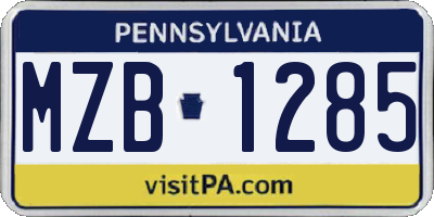 PA license plate MZB1285