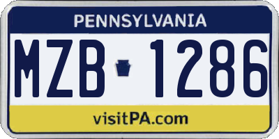 PA license plate MZB1286