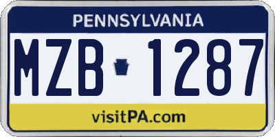 PA license plate MZB1287