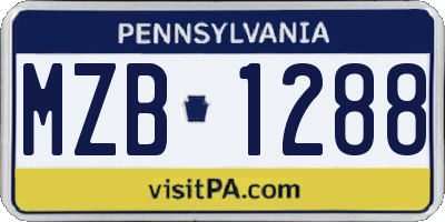 PA license plate MZB1288