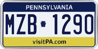 PA license plate MZB1290
