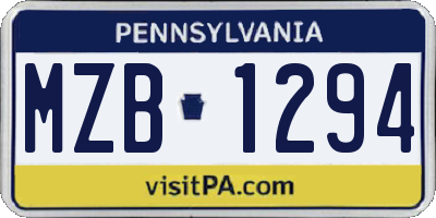 PA license plate MZB1294