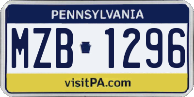 PA license plate MZB1296