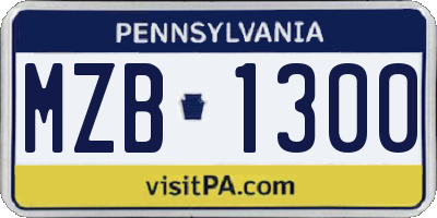 PA license plate MZB1300