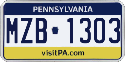 PA license plate MZB1303