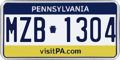 PA license plate MZB1304