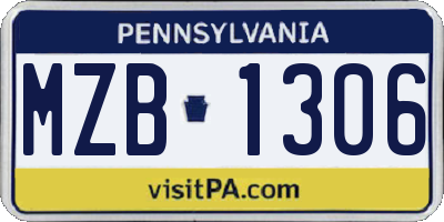 PA license plate MZB1306