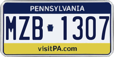 PA license plate MZB1307