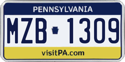 PA license plate MZB1309