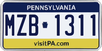 PA license plate MZB1311