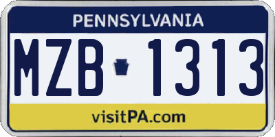 PA license plate MZB1313