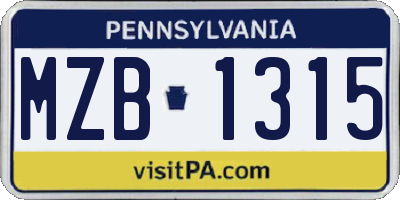 PA license plate MZB1315