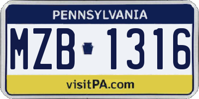 PA license plate MZB1316