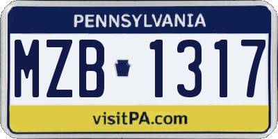 PA license plate MZB1317