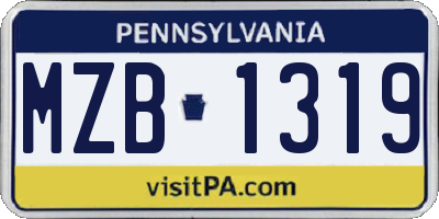 PA license plate MZB1319