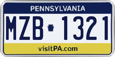 PA license plate MZB1321