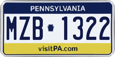 PA license plate MZB1322