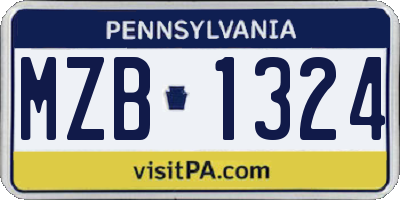 PA license plate MZB1324