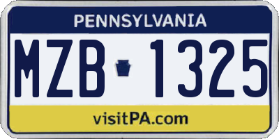 PA license plate MZB1325