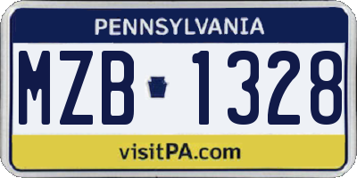 PA license plate MZB1328