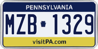 PA license plate MZB1329