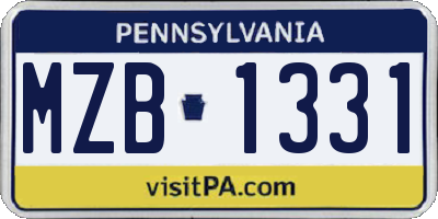 PA license plate MZB1331
