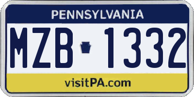 PA license plate MZB1332