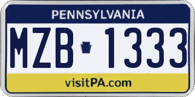 PA license plate MZB1333