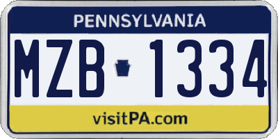 PA license plate MZB1334